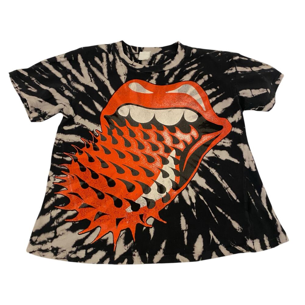 Vintage Distressed Made Worn Single Stitch Rolling Stones Voodoo Cropped T-Shirt
